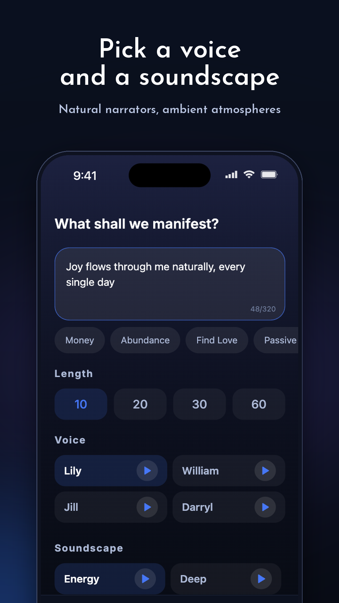 Pick a voice and a soundscape